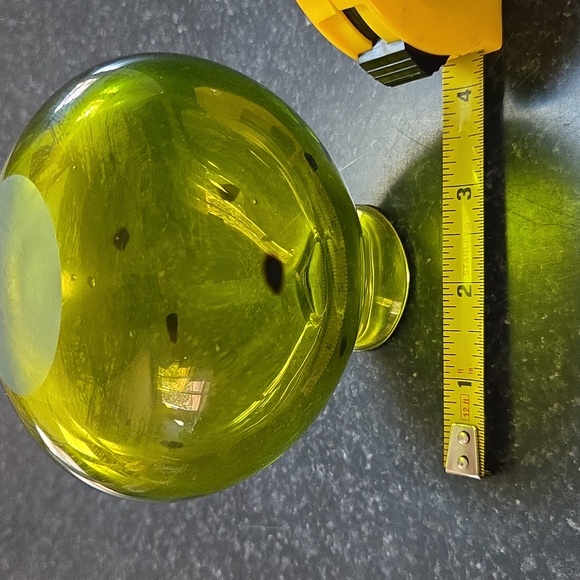 Sharon Fujimoto Handblown Sign Art Green Glass Flakes Bud Vase Vintage Japanese - Picture 12 of 13